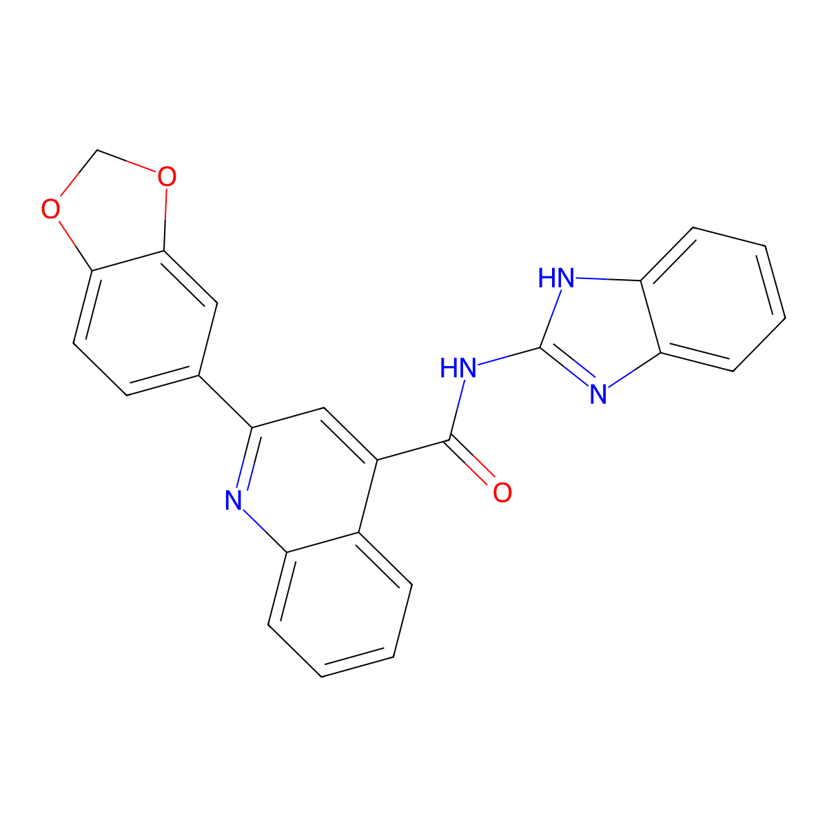 N-(1H-benzimidazol-2-yl)-2-(1,3-benzodioxol-5-yl)quinoline-4-carboxamide molecular structure, CAS 545381-42-8