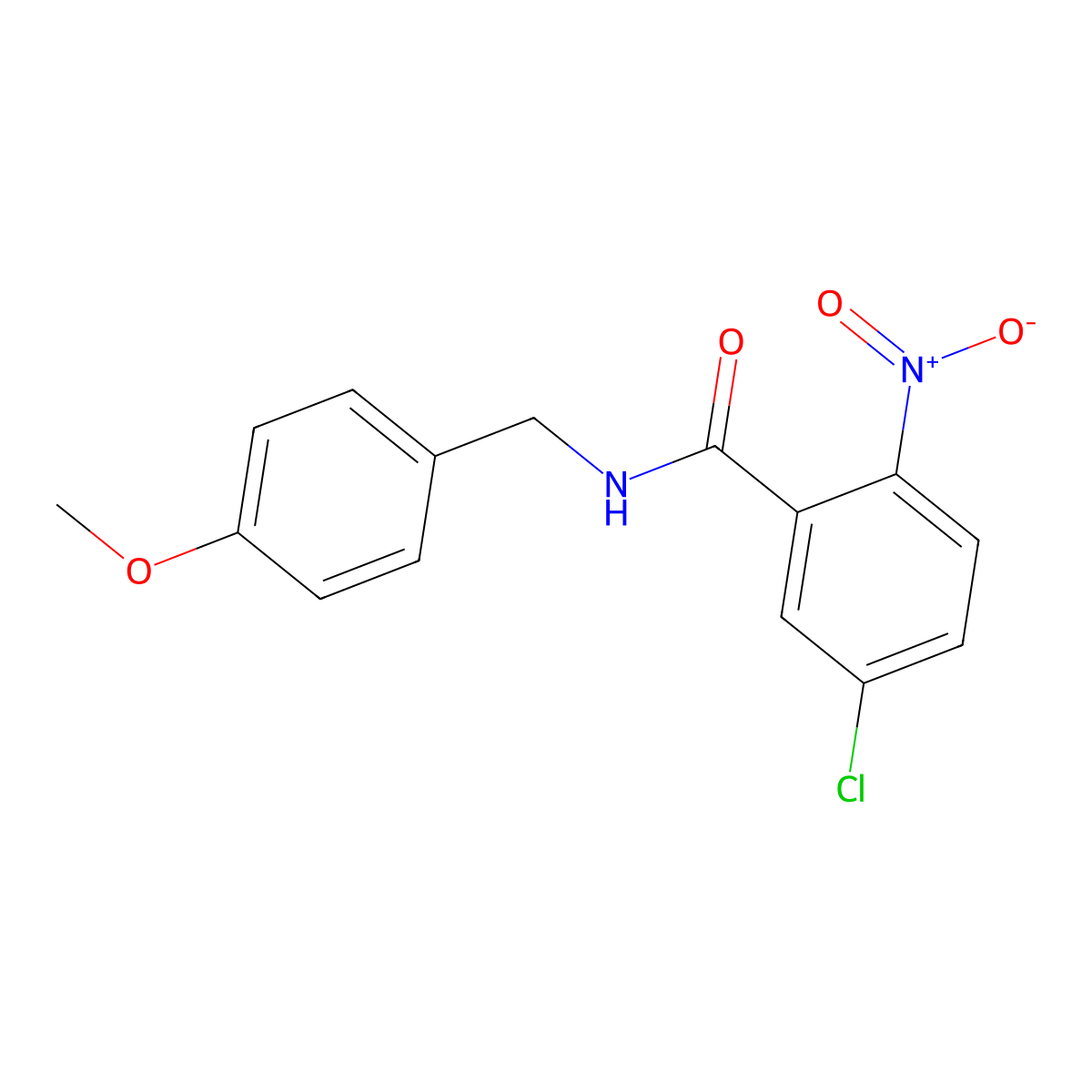 5-chloro-2-nitro-N-(4-methoxybenzyl)benzamide molecular structure, CAS 545382-15-8