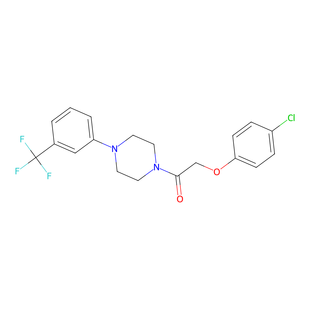 2-(4-Chlorophenoxy)-1-[4-[3-(trifluoromethyl)phenyl]piperazin-1-yl]ethanone molecular structure, CAS 545382-33-0