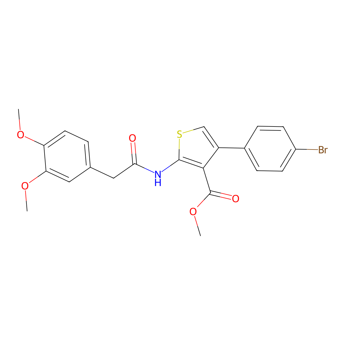 Methyl 4-(4-bromophenyl)-2-{[(3,4-dimethoxyphenyl)acetyl]amino}-3-thiophenecarboxylate molecular structure, CAS 545382-83-0
