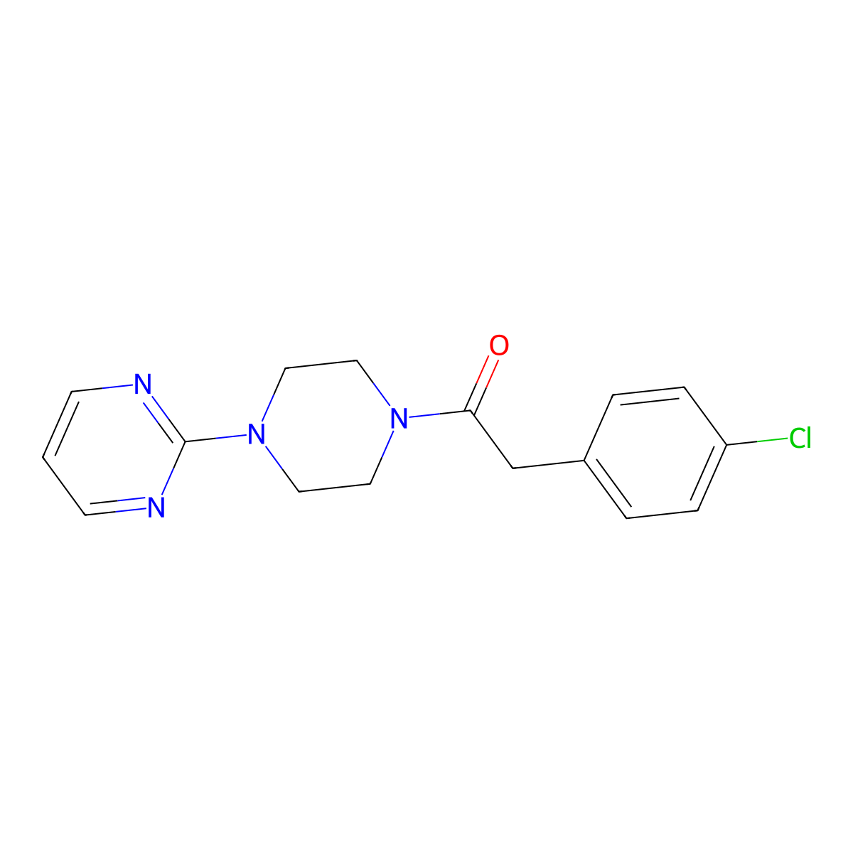 2-(4-Chlorophenyl)-1-(4-(pyrimidin-2-yl)piperazin-1-yl)ethan-1-one molecular structure, CAS 545382-94-3