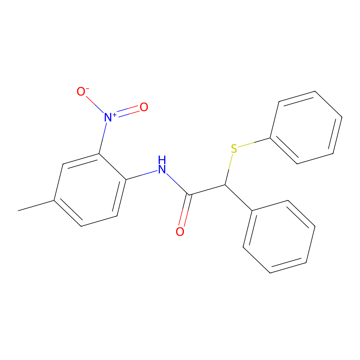 N-(4-methyl-2-nitrophenyl)-2-phenyl-2-(phenylsulfanyl)acetamide molecular structure, CAS 545383-28-6