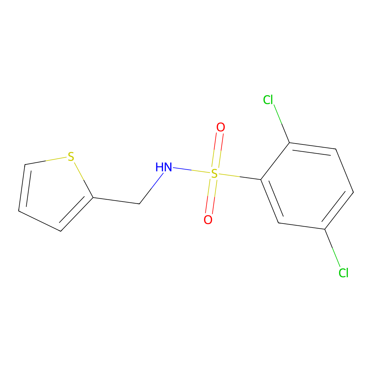 2,5-dichloro-N-(thiophen-2-ylmethyl)benzenesulfonamide molecular structure, CAS 545383-38-8