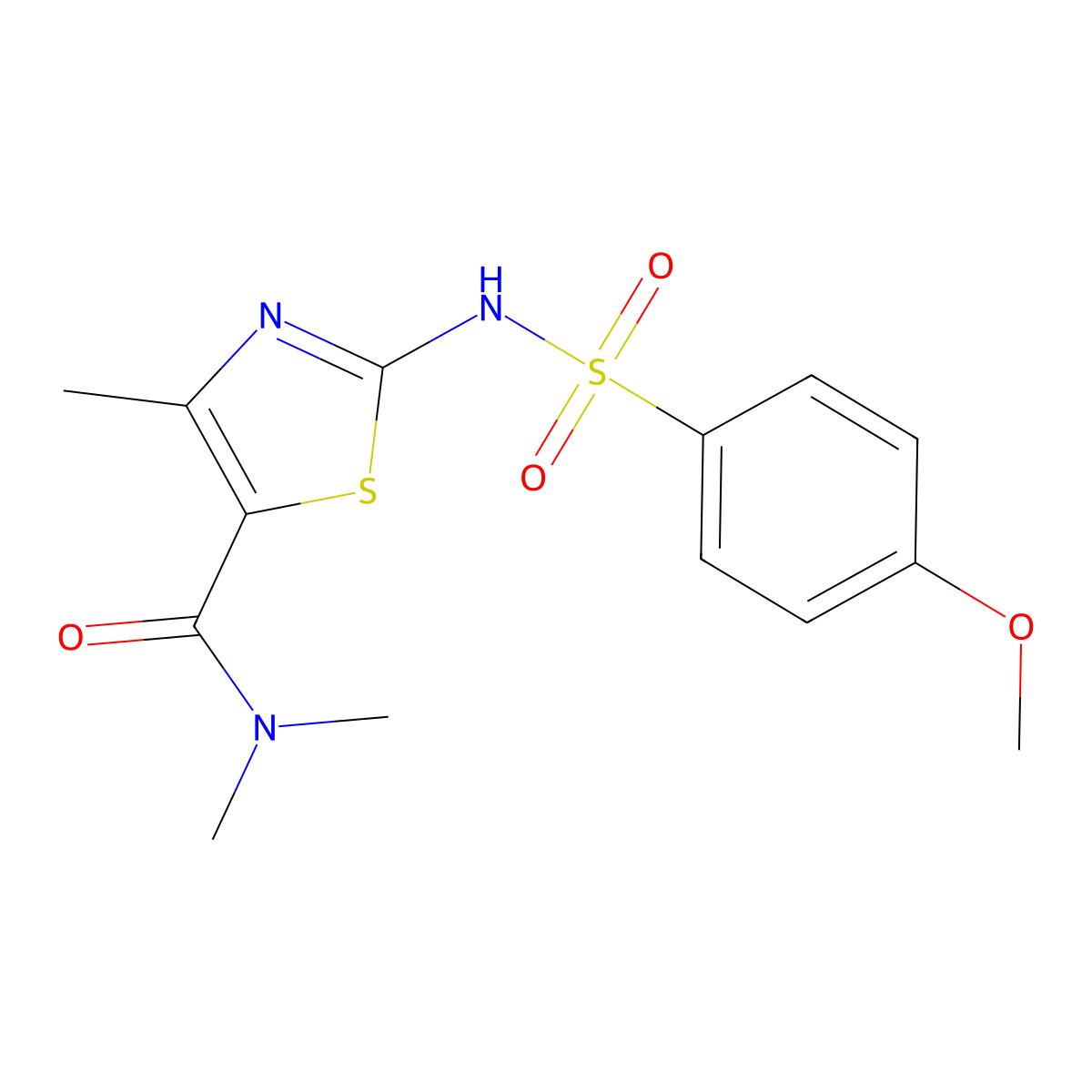 2-[(4-methoxyphenyl)sulfonylamino]-N,N,4-trimethyl-1,3-thiazole-5-carboxamide molecular structure, CAS 545383-40-2