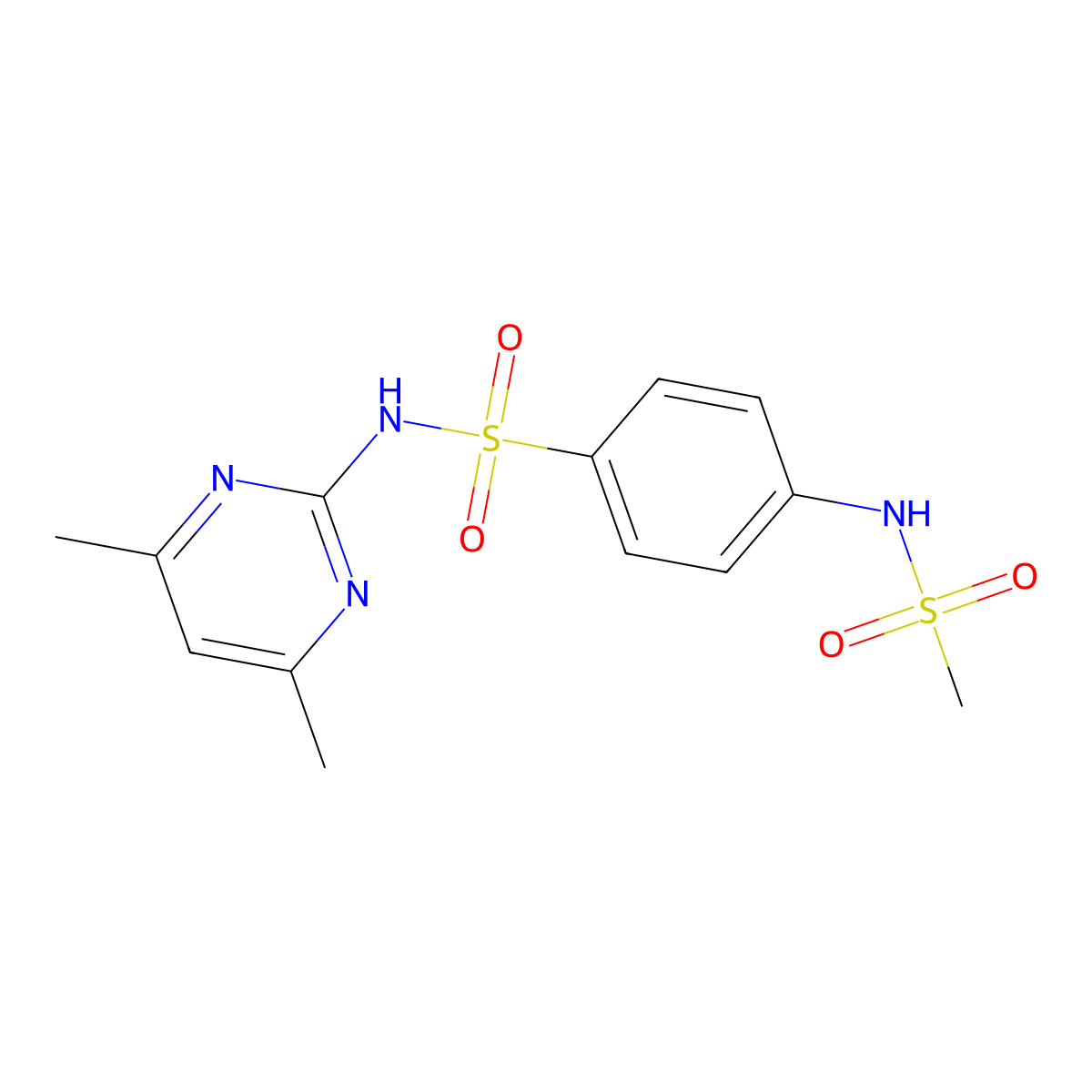 N-(4,6-dimethylpyrimidin-2-yl)-4-(methanesulfonamido)benzenesulfonamide molecular structure, CAS 545384-22-3