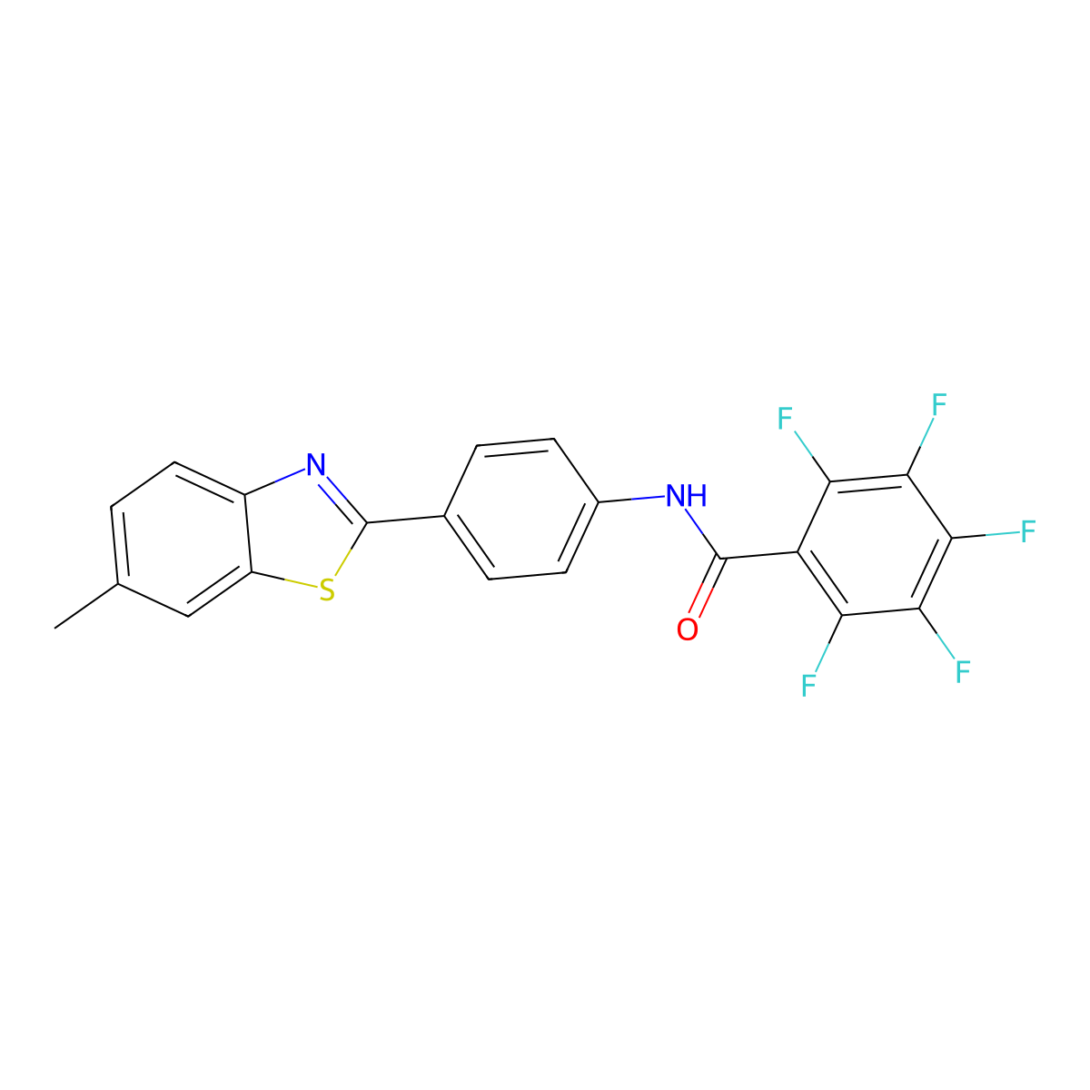 2,3,4,5,6-pentafluoro-N-[4-(6-methyl-1,3-benzothiazol-2-yl)phenyl]benzamide molecular structure, CAS 545385-07-7