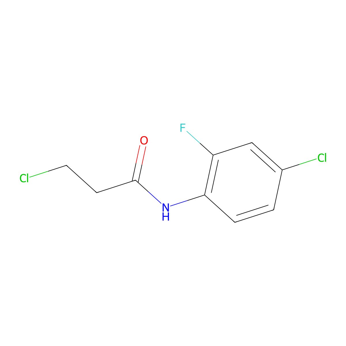 3-chloro-N-(4-chloro-2-fluorophenyl)propanamide molecular structure, CAS 545385-13-5