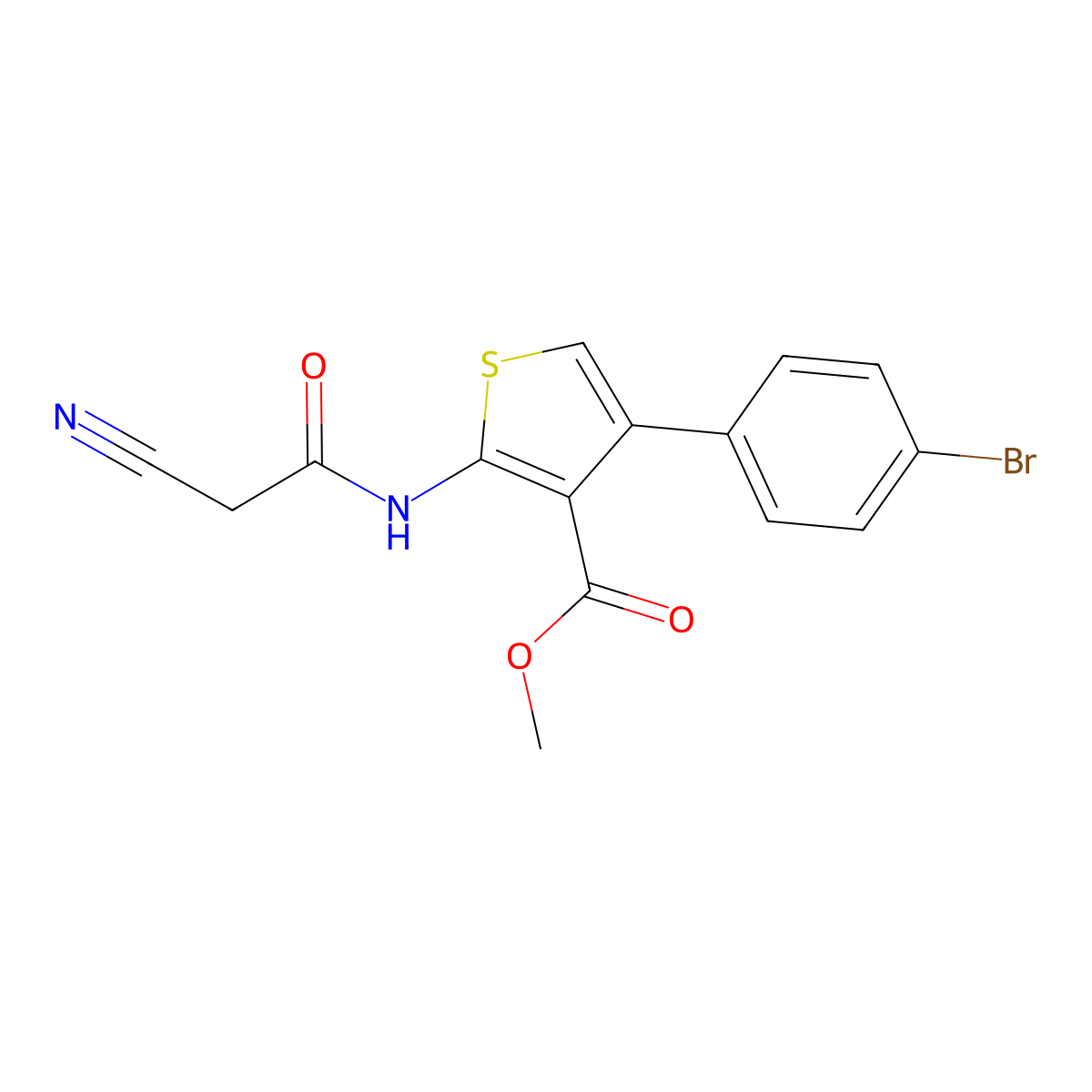 Methyl 4-(4-bromophenyl)-2-[(cyanoacetyl)amino]thiophene-3-carboxylate molecular structure, CAS 545385-40-8