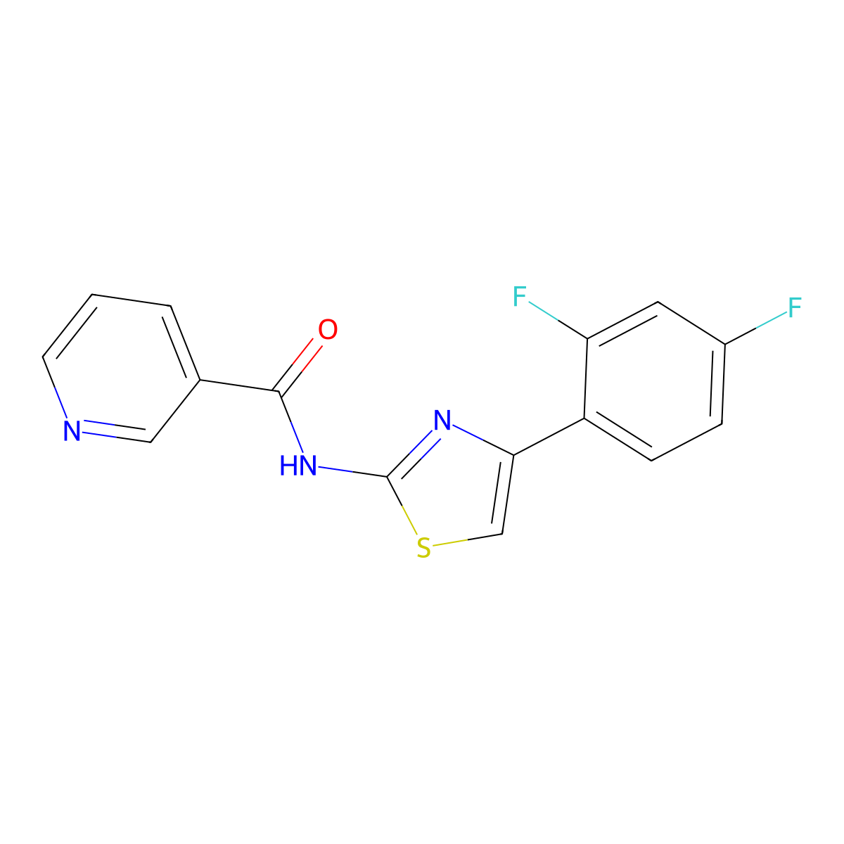 N-[4-(2,4-difluorophenyl)-1,3-thiazol-2-yl]pyridine-3-carboxamide molecular structure, CAS 545385-53-3