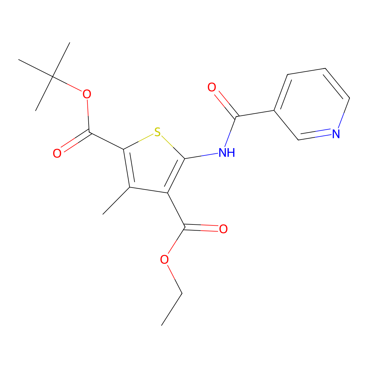 2-O-tert-butyl 4-O-ethyl 3-methyl-5-(pyridine-3-carbonylamino)thiophene-2,4-dicarboxylate molecular structure, CAS 545385-54-4
