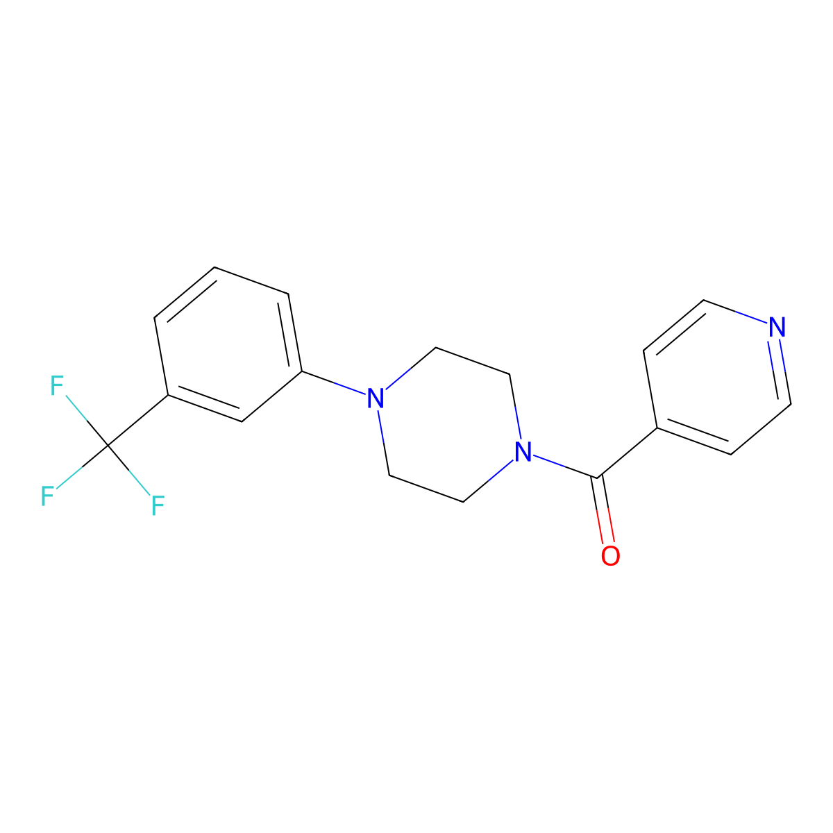 Pyridin-4-yl-[4-[3-(trifluoromethyl)phenyl]piperazin-1-yl]methanone molecular structure, CAS 545385-56-6