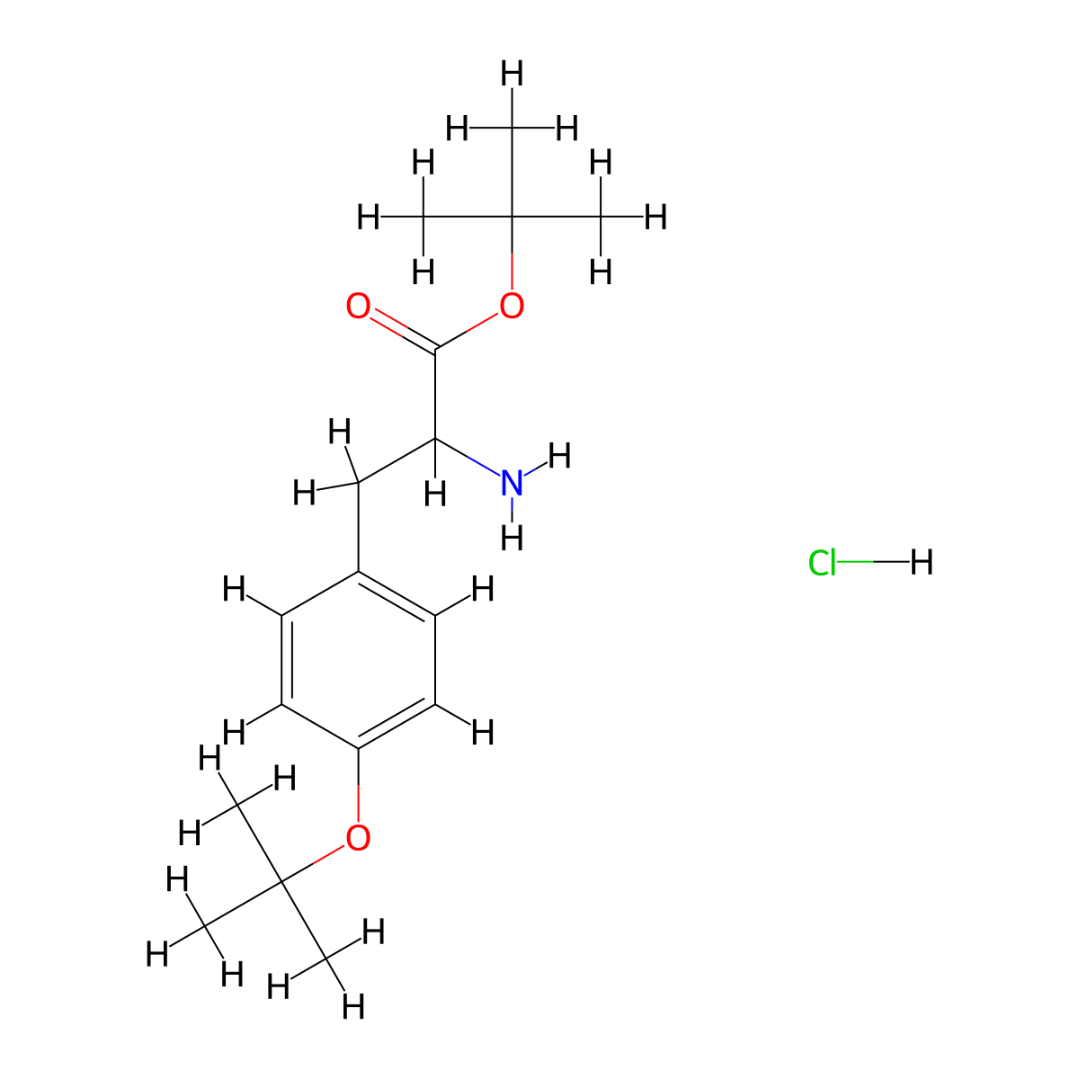 2-Amino-3-(4-tert-butoxy-phenyl)-propionic acid tert-butyl ester hydrochloride molecular structure, CAS 545390-26-9