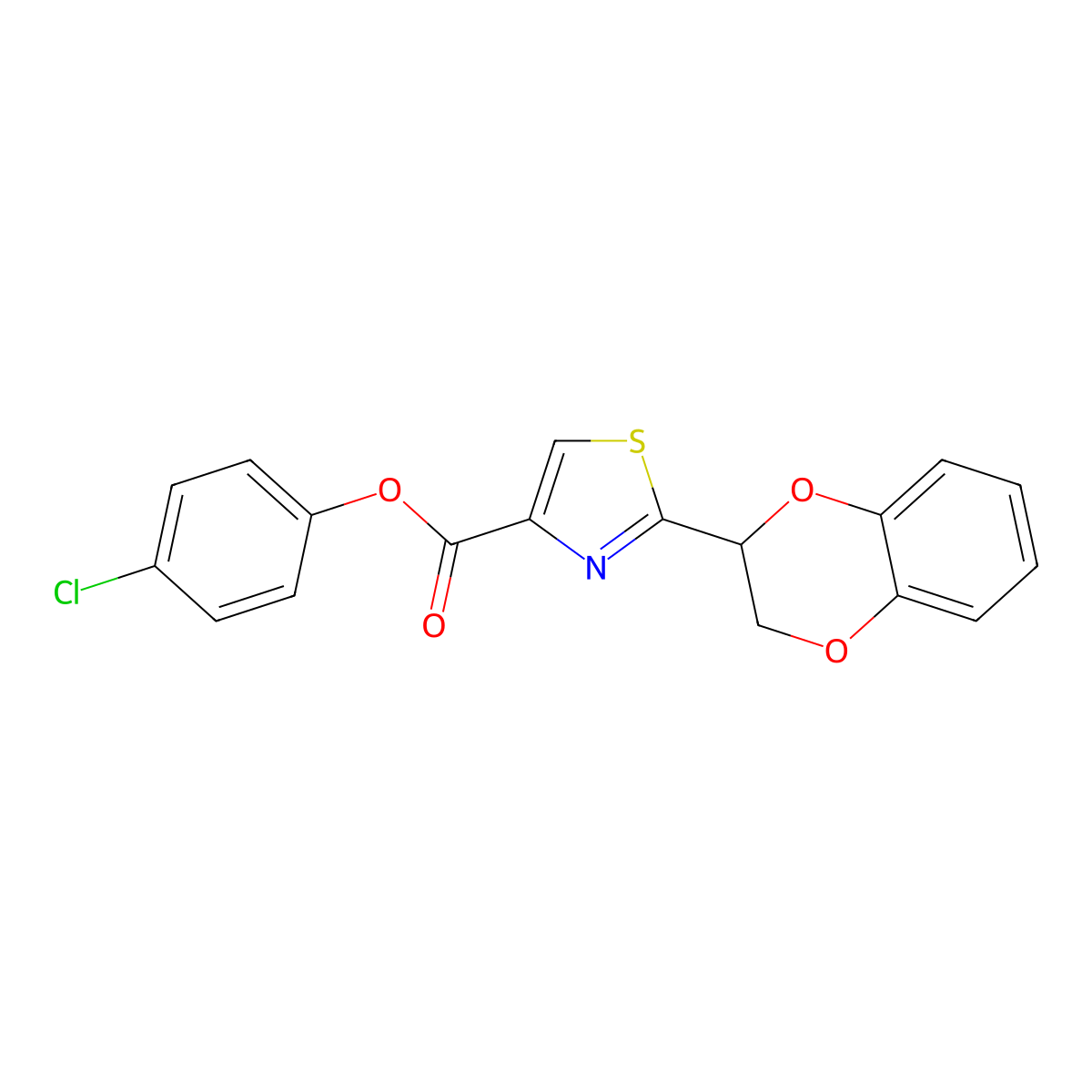 (4-Chlorophenyl) 2-(2,3-dihydro-1,4-benzodioxin-3-yl)-1,3-thiazole-4-carboxylate molecular structure, CAS 545399-94-8