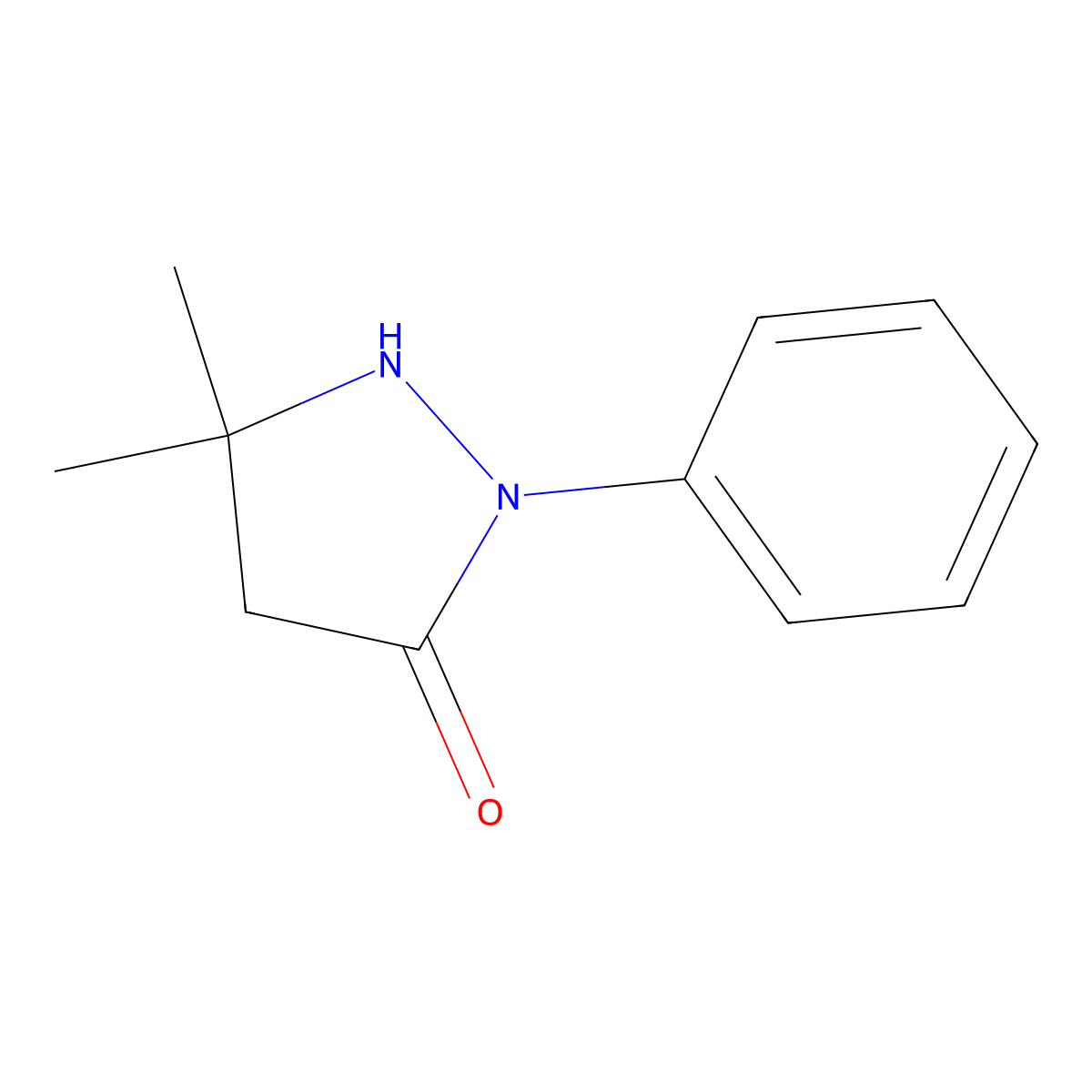 5,5-Dimethyl-2-phenyl-3-pyrazolidinone molecular structure, CAS 5454-02-4