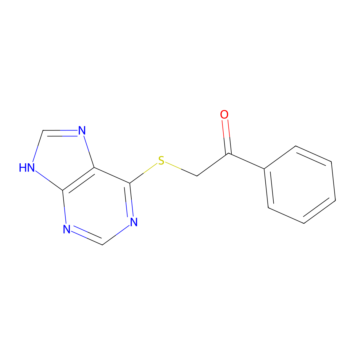 1-phenyl-2-(7H-purin-6-ylsulfanyl)ethanone molecular structure, CAS 5454-50-2