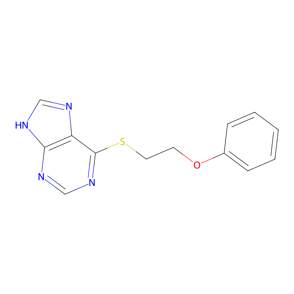 6-(2-phenoxyethylsulfanyl)-7H-purine molecular structure, CAS 5454-52-4