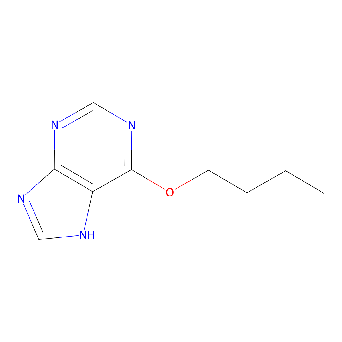 6-butoxy-1H-purine molecular structure, CAS 5454-70-6