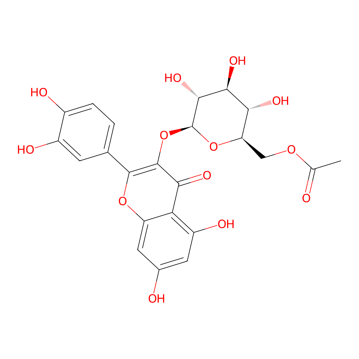 Quercetin 3-O-(6-O-acetyl-beta-D-glucopyranoside) molecular structure, CAS 54542-51-7