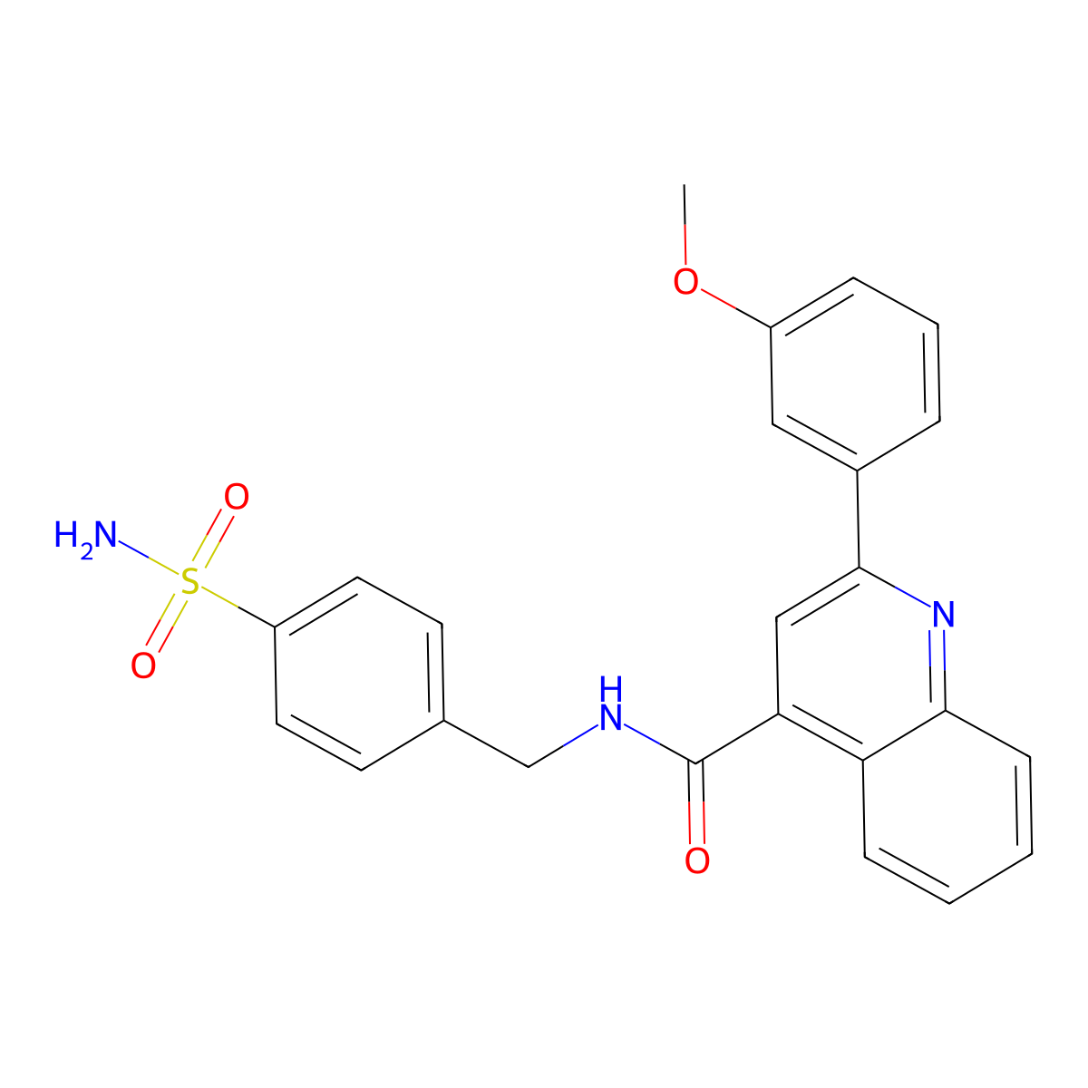 2-(3-methoxyphenyl)-N-[(4-sulfamoylphenyl)methyl]quinoline-4-carboxamide molecular structure, CAS 545427-52-9