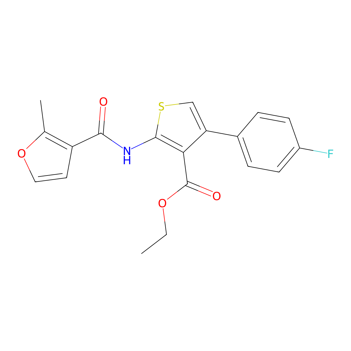 Ethyl 4-(4-fluorophenyl)-2-[(2-methyl-3-furoyl)amino]-3-thiophenecarboxylate molecular structure, CAS 545428-38-4