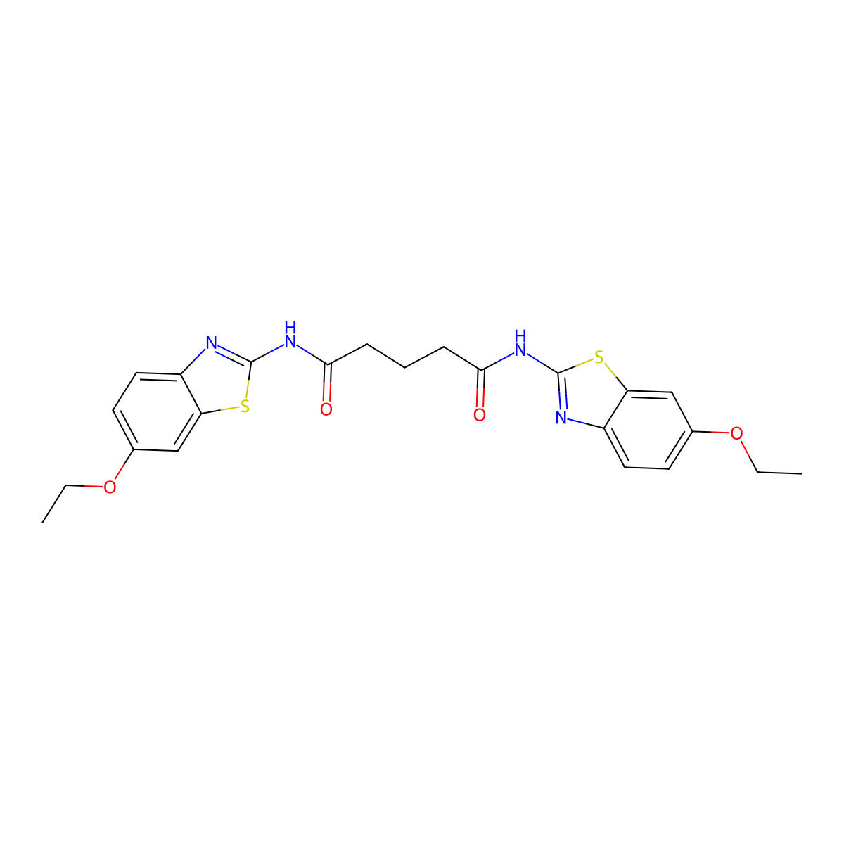 N,N'-bis(6-ethoxy-1,3-benzothiazol-2-yl)pentanediamide molecular structure, CAS 545428-56-6