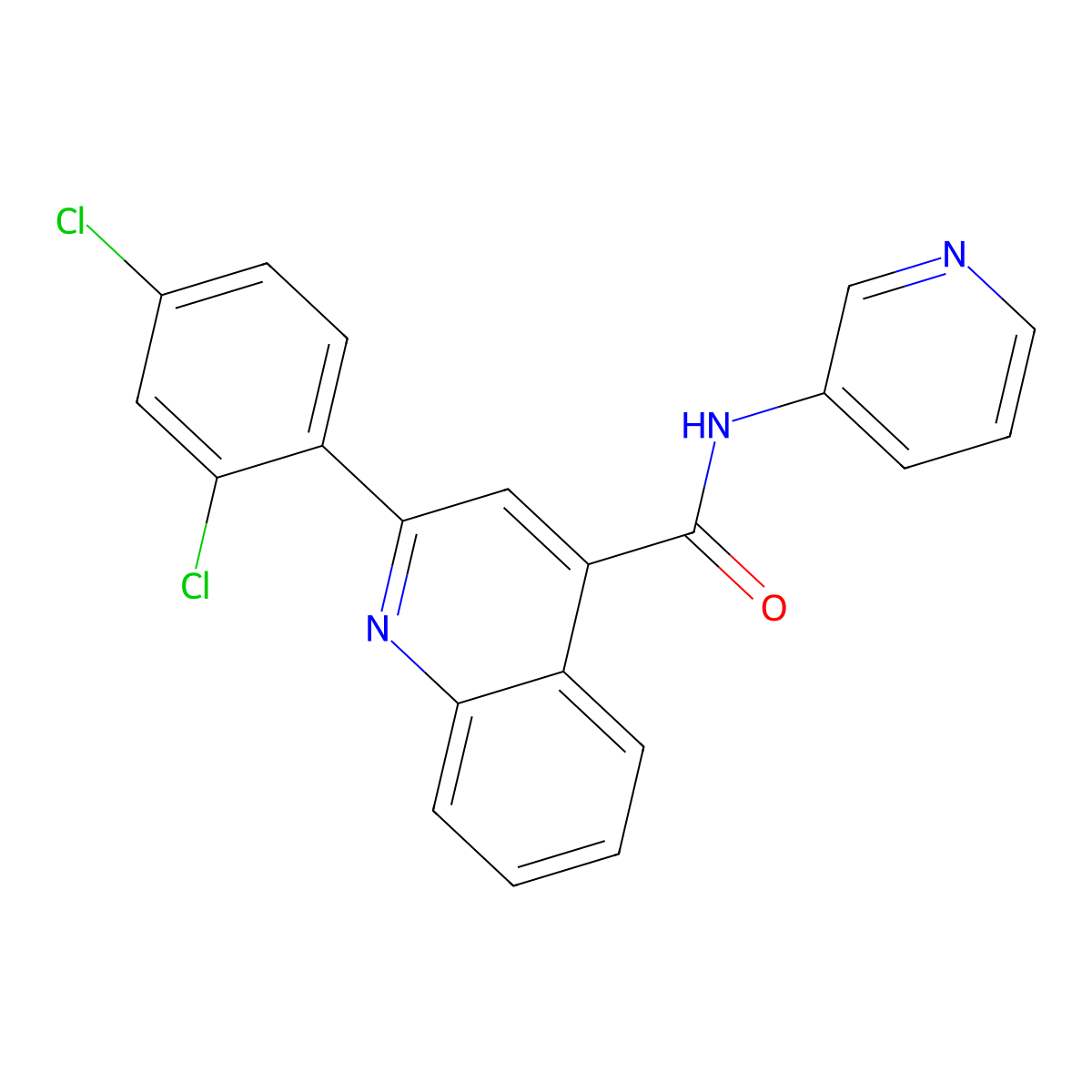 2-(2,4-dichlorophenyl)-N-pyridin-3-ylquinoline-4-carboxamide molecular structure, CAS 545429-02-5