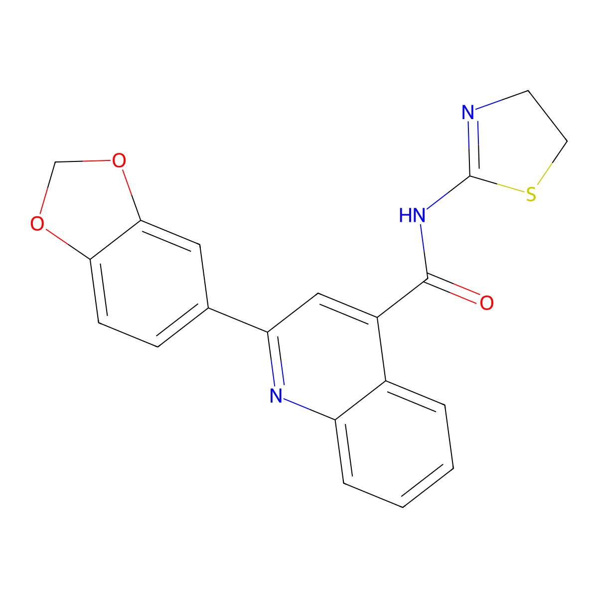 2-(1,3-benzodioxol-5-yl)-N-(4,5-dihydro-1,3-thiazol-2-yl)quinoline-4-carboxamide molecular structure, CAS 545429-21-8