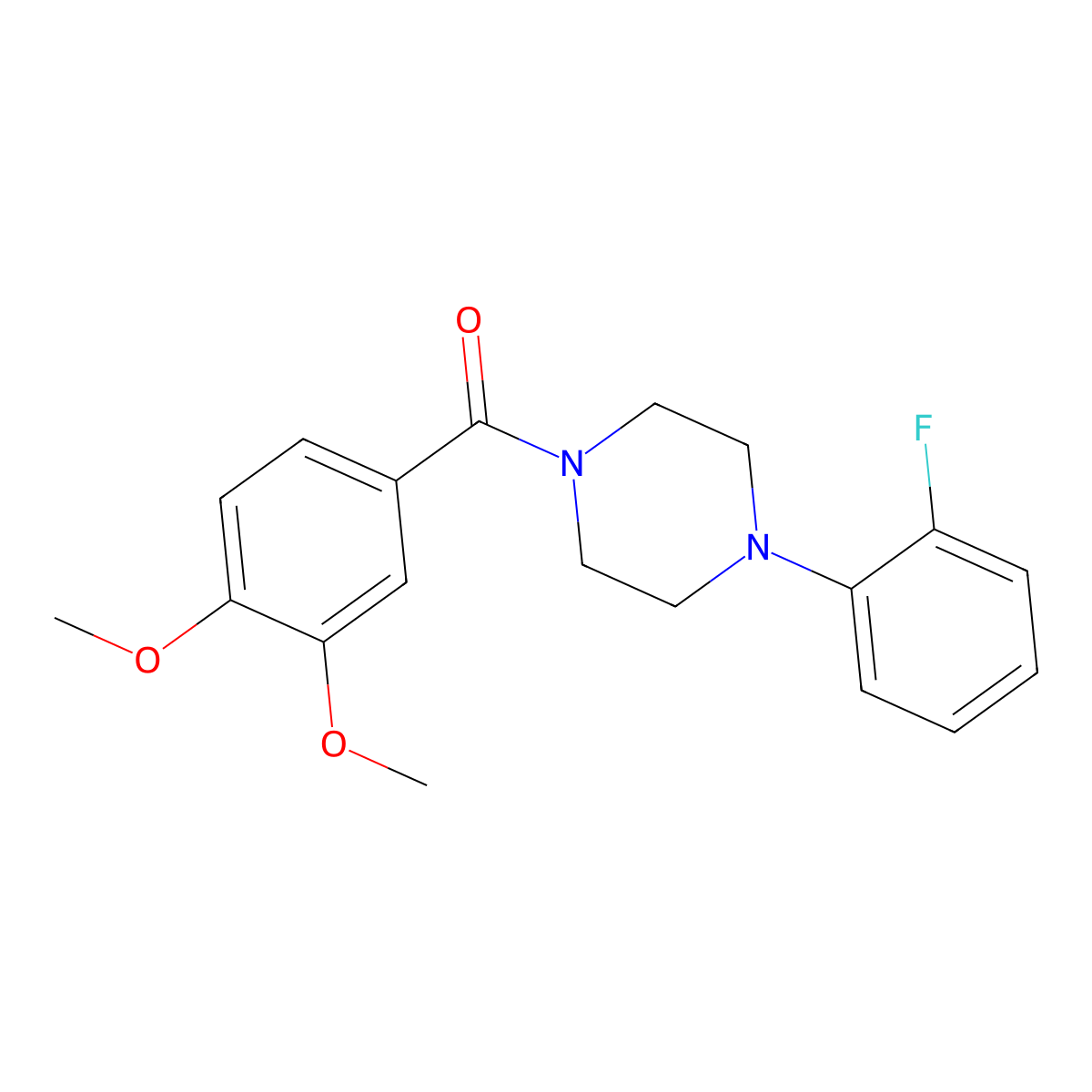 (3,4-Dimethoxyphenyl)(4-(2-fluorophenyl)piperazin-1-yl)methanone molecular structure, CAS 545429-68-3