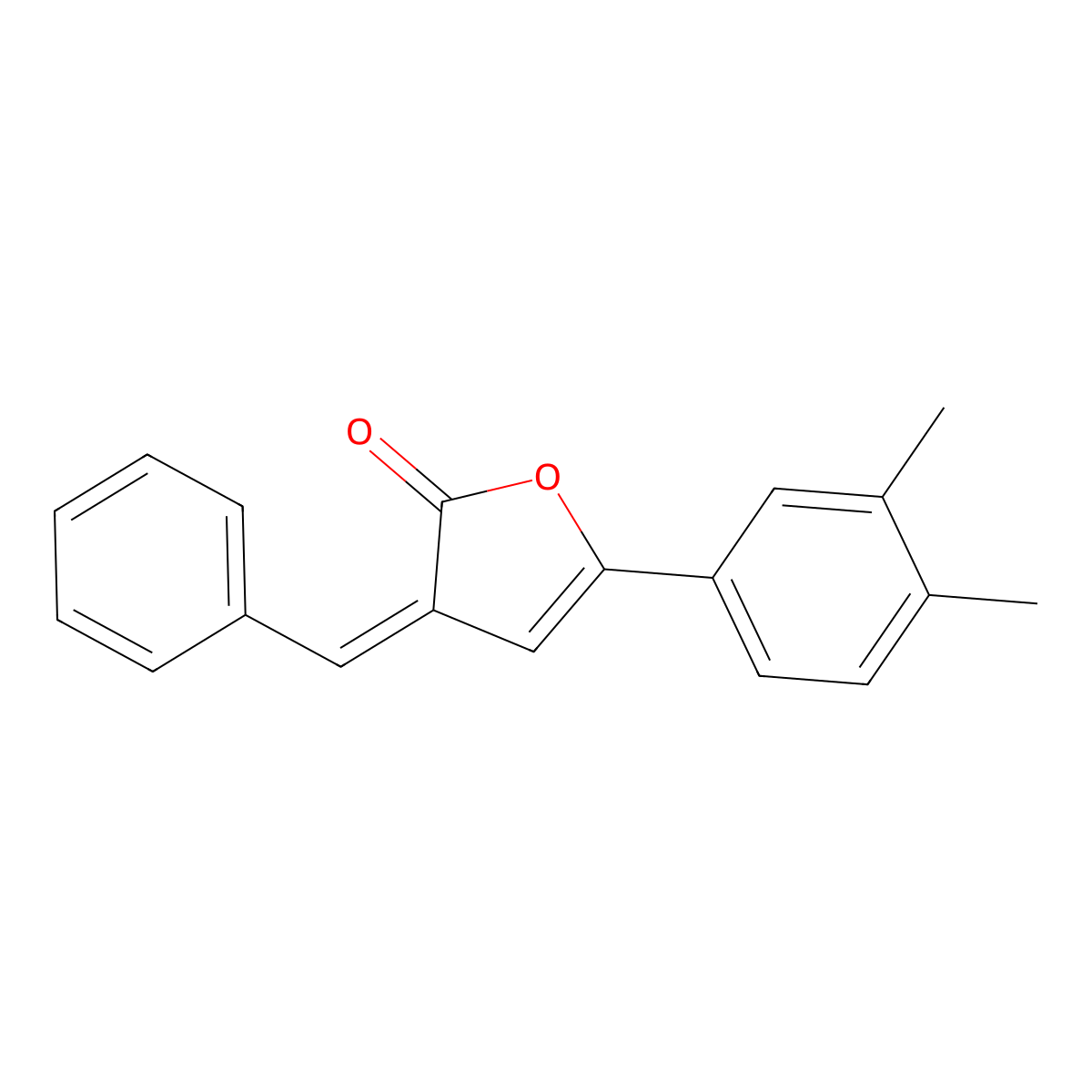 2(3H)-Furanone, 5-(3,4-dimethylphenyl)-3-(phenylmethylene)- molecular structure, CAS 54543-72-5