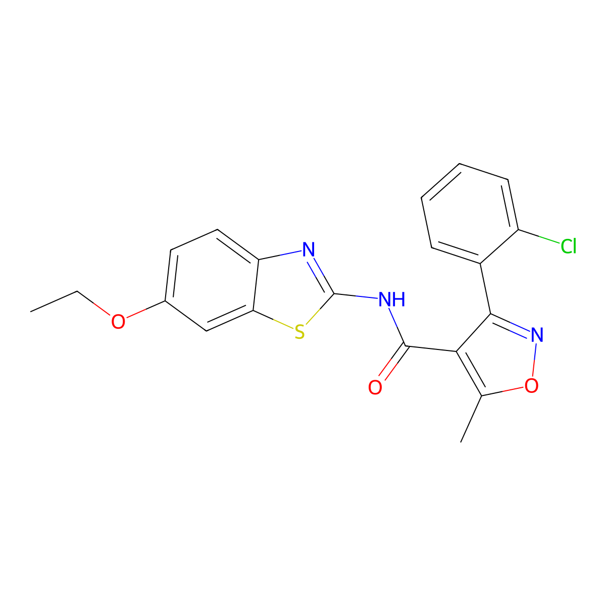 (3-(2-Chlorophenyl)-5-methylisoxazol-4-YL)-N-(6-ethoxybenzothiazol-2-YL)formamide molecular structure, CAS 545430-77-1