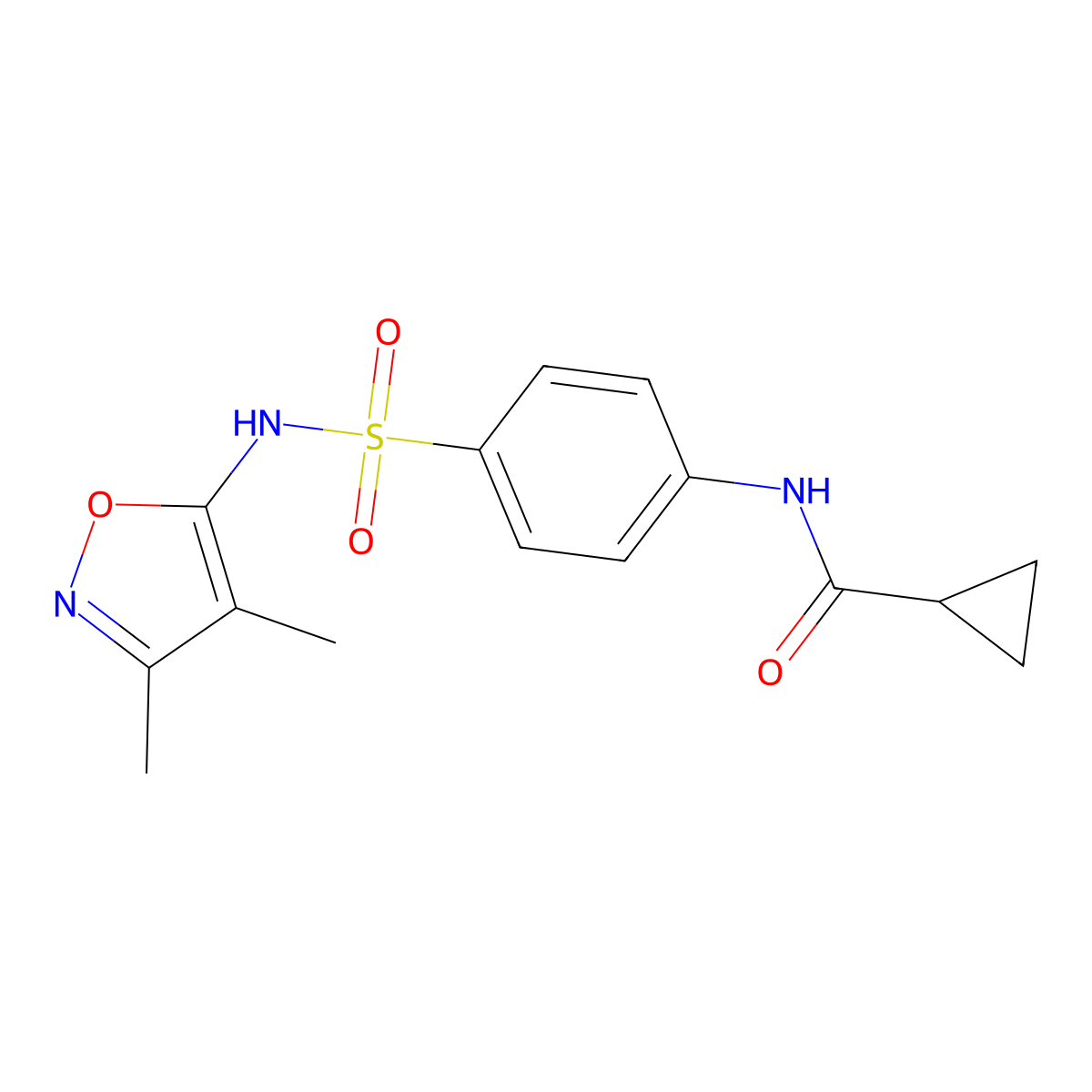 N-[4-[(3,4-dimethyl-1,2-oxazol-5-yl)sulfamoyl]phenyl]cyclopropanecarboxamide molecular structure, CAS 545437-26-1