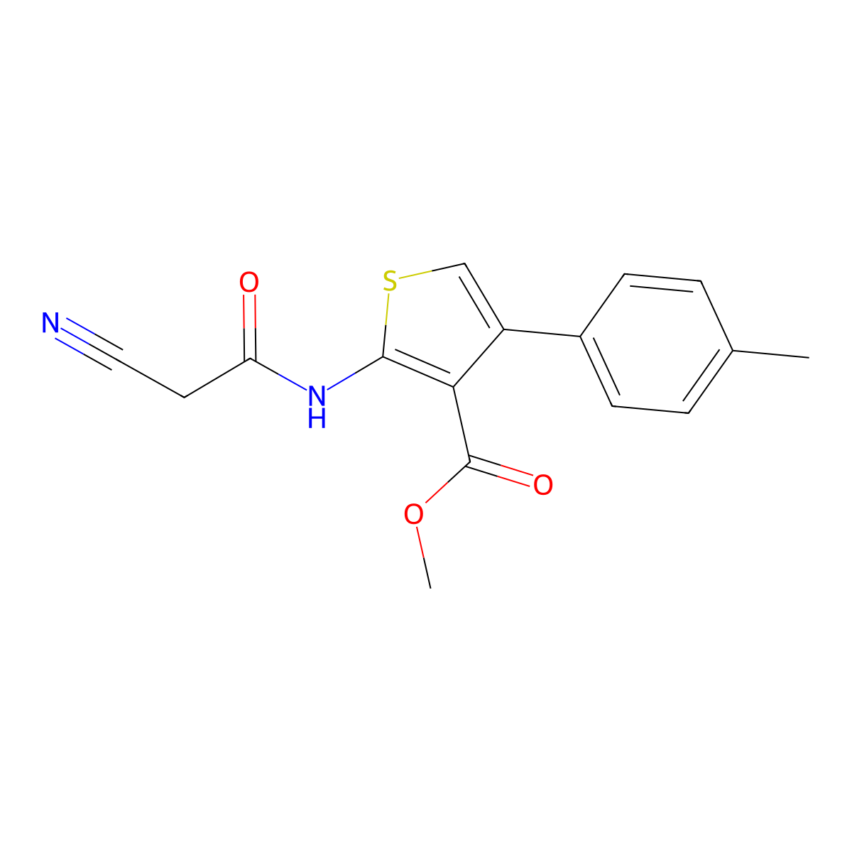 Methyl 2-[(cyanoacetyl)amino]-4-(4-methylphenyl)thiophene-3-carboxylate molecular structure, CAS 545437-55-6