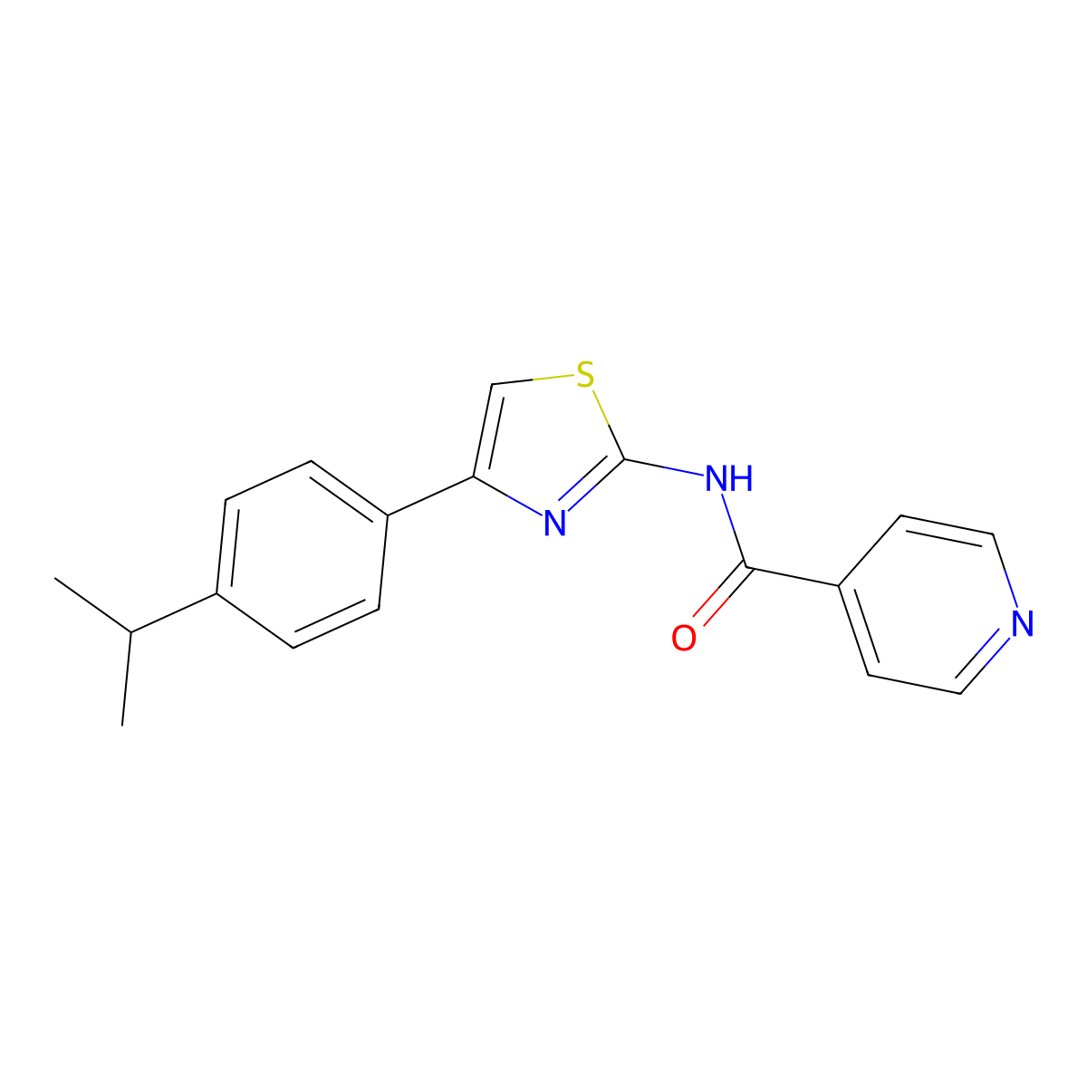 N-[4-(4-propan-2-ylphenyl)-1,3-thiazol-2-yl]pyridine-4-carboxamide molecular structure, CAS 545437-70-5