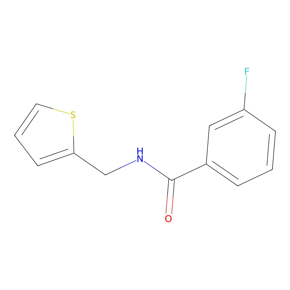 3-fluoro-N-(2-thienylmethyl)benzamide molecular structure, CAS 545440-49-1
