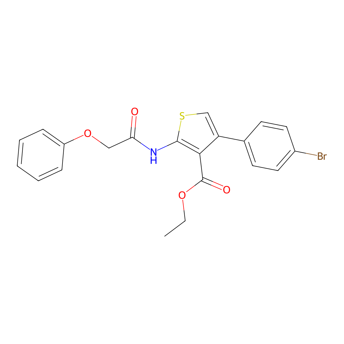 Ethyl 4-(4-bromophenyl)-2-[(phenoxyacetyl)amino]-3-thiophenecarboxylate molecular structure, CAS 545441-36-9