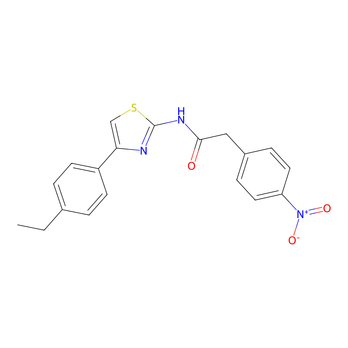 N-[4-(4-ethylphenyl)-1,3-thiazol-2-yl]-2-(4-nitrophenyl)acetamide molecular structure, CAS 545441-90-5