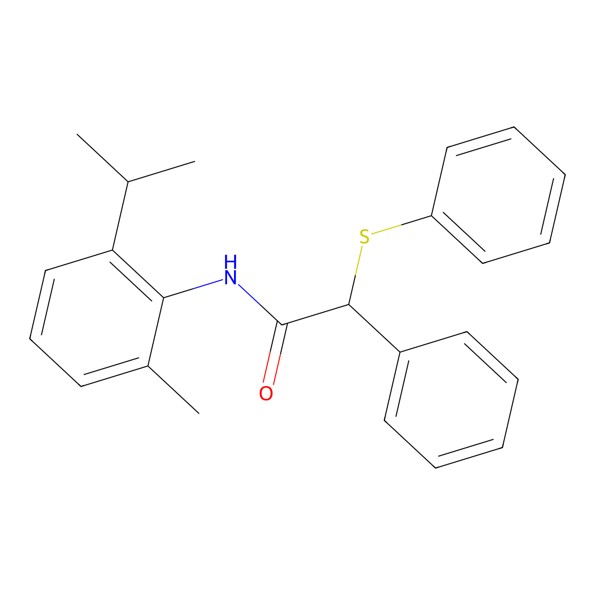 N-(2-methyl-6-propan-2-ylphenyl)-2-phenyl-2-phenylsulfanylacetamide molecular structure, CAS 545442-11-3