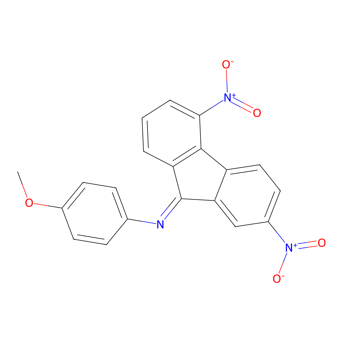 N-(4-methoxyphenyl)-2,5-dinitrofluoren-9-imine molecular structure, CAS 5455-07-2