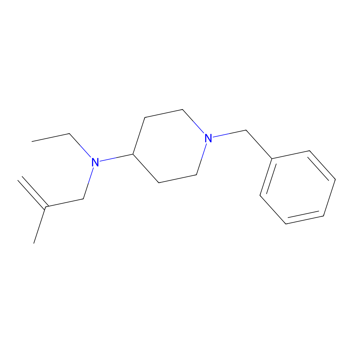 1-benzyl-N-ethyl-N-(2-methylprop-2-enyl)piperidin-4-amine molecular structure, CAS 5455-26-5