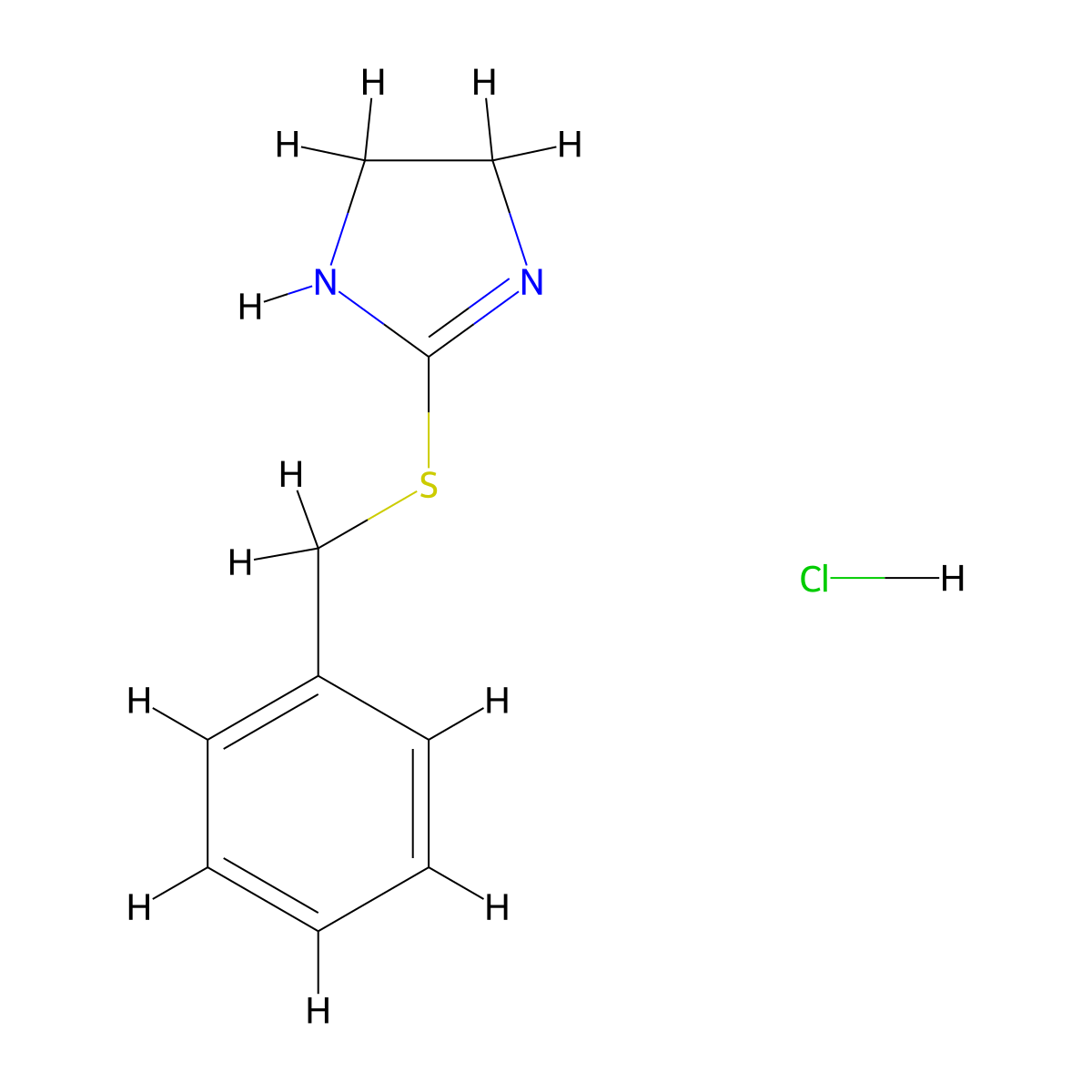 2-benzylsulfanyl-4,5-dihydro-1H-imidazole Hydrochloride molecular structure, CAS 5455-64-1