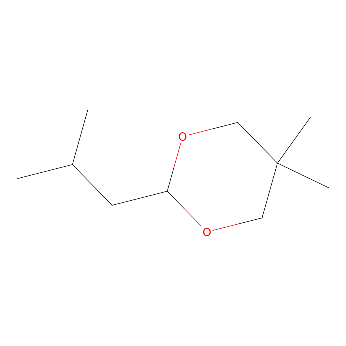 5,5-Dimethyl-2-(2-methylpropyl)-1,3-dioxane molecular structure, CAS 5455-65-2