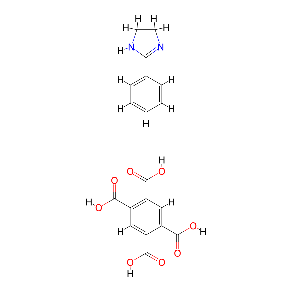 Benzene-1,2,4,5-tetracarboxylic acid, compound with 4,5-dihydro-2-phenyl-1H-imidazole (1:1) molecular structure, CAS 54553-90-1