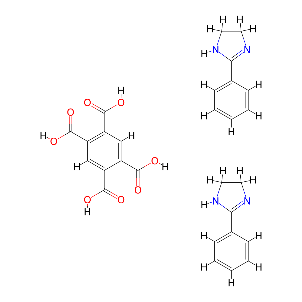 1,2,4,5-Benzenetetracarboxylic acid, compd. with 4,5-dihydro-2-phenyl-1H-imidazole (1:2) molecular structure, CAS 54553-91-2