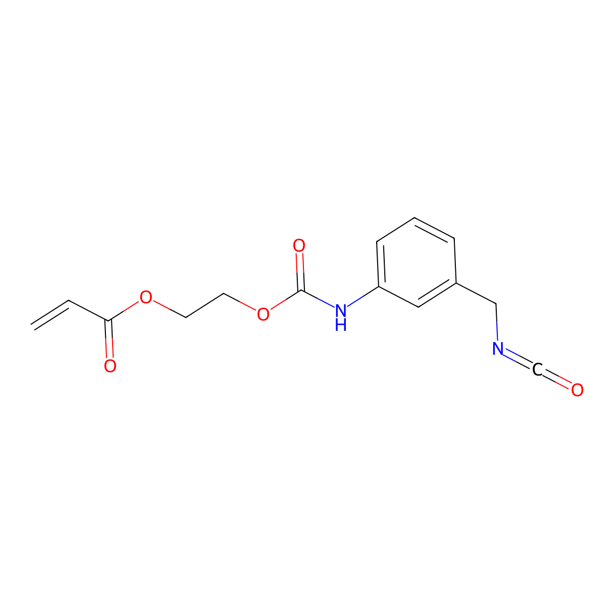 2-Propenoic acid, 2-((((3-isocyanatomethylphenyl)amino)carbonyl)oxy)ethyl ester molecular structure, CAS 54554-39-1