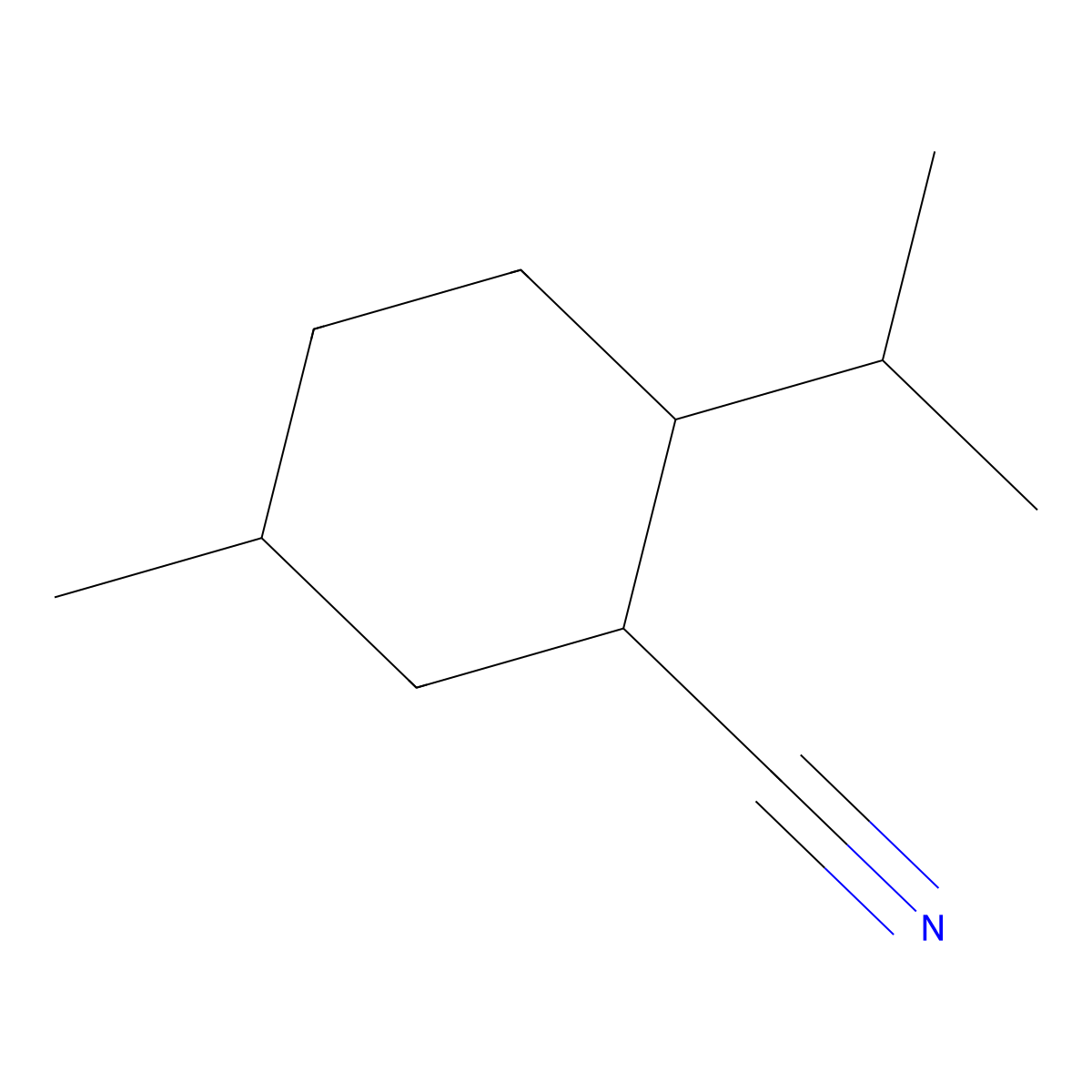 5-Methyl-2-(propan-2-yl)cyclohexane-1-carbonitrile molecular structure, CAS 54556-12-6