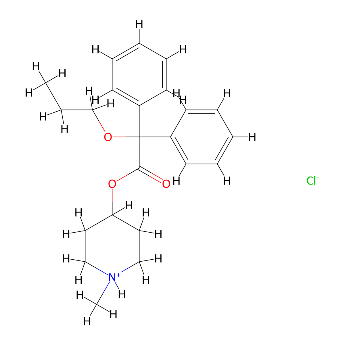 Diphenylpropoxyacetic acid 1-methyl-4-piperidyl ester hydrochloride molecular structure, CAS 54556-98-8
