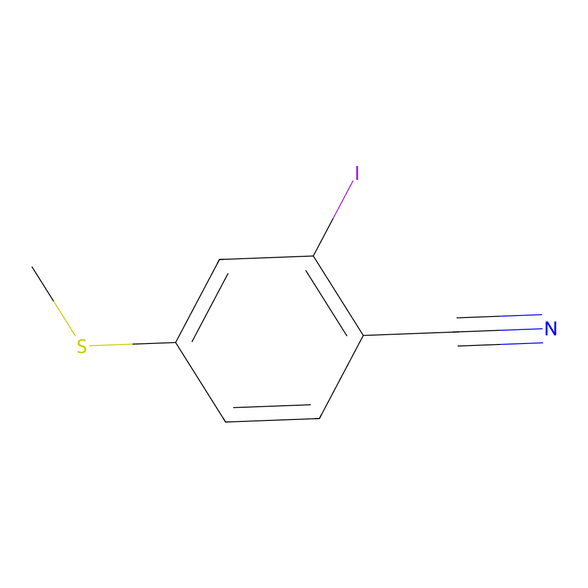 2-Iodo-4-(methylsulfanyl)benzonitrile molecular structure, CAS 54558-83-7