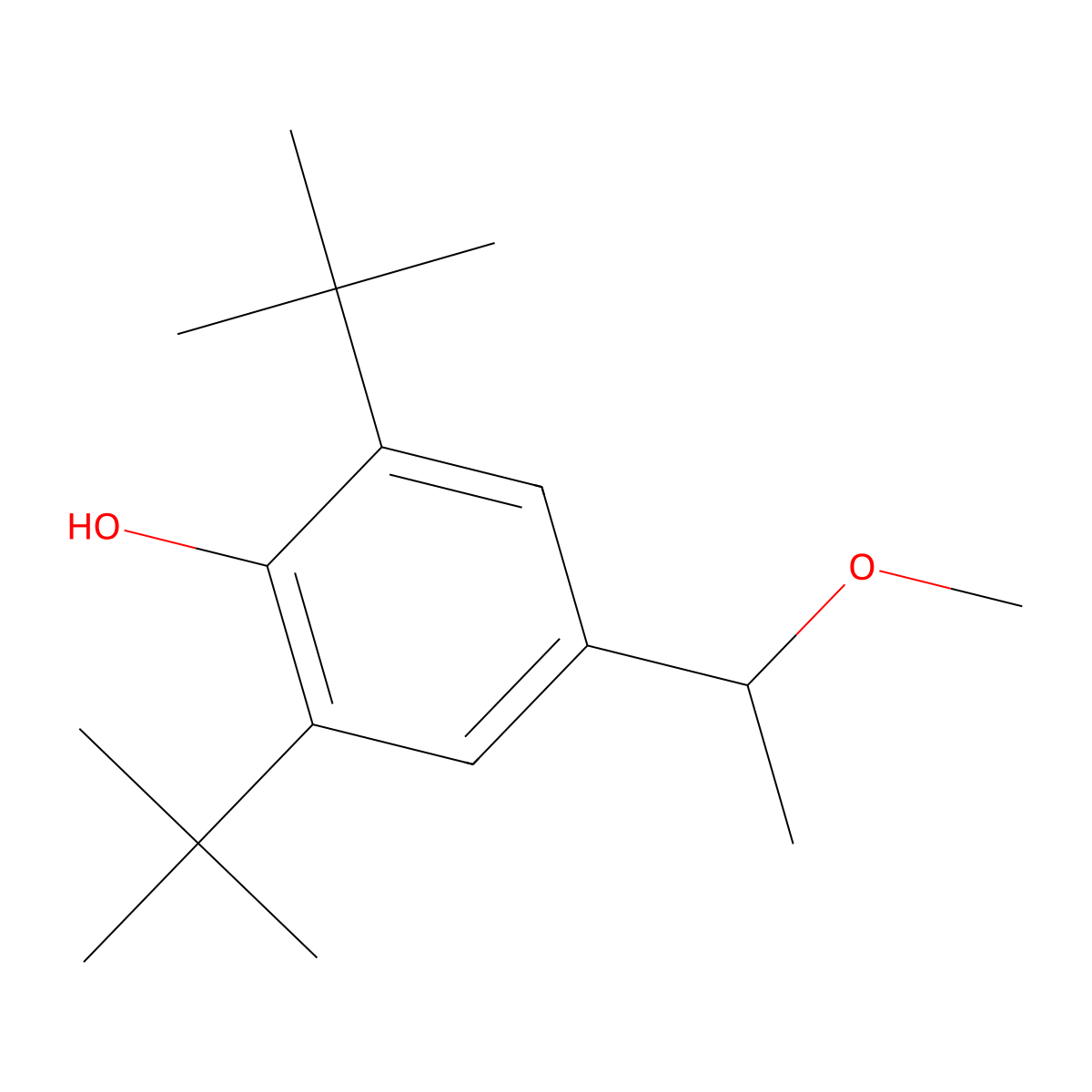 2,6-Di-tert-butyl-4-(1-methoxyethyl)phenol molecular structure, CAS 5456-18-8