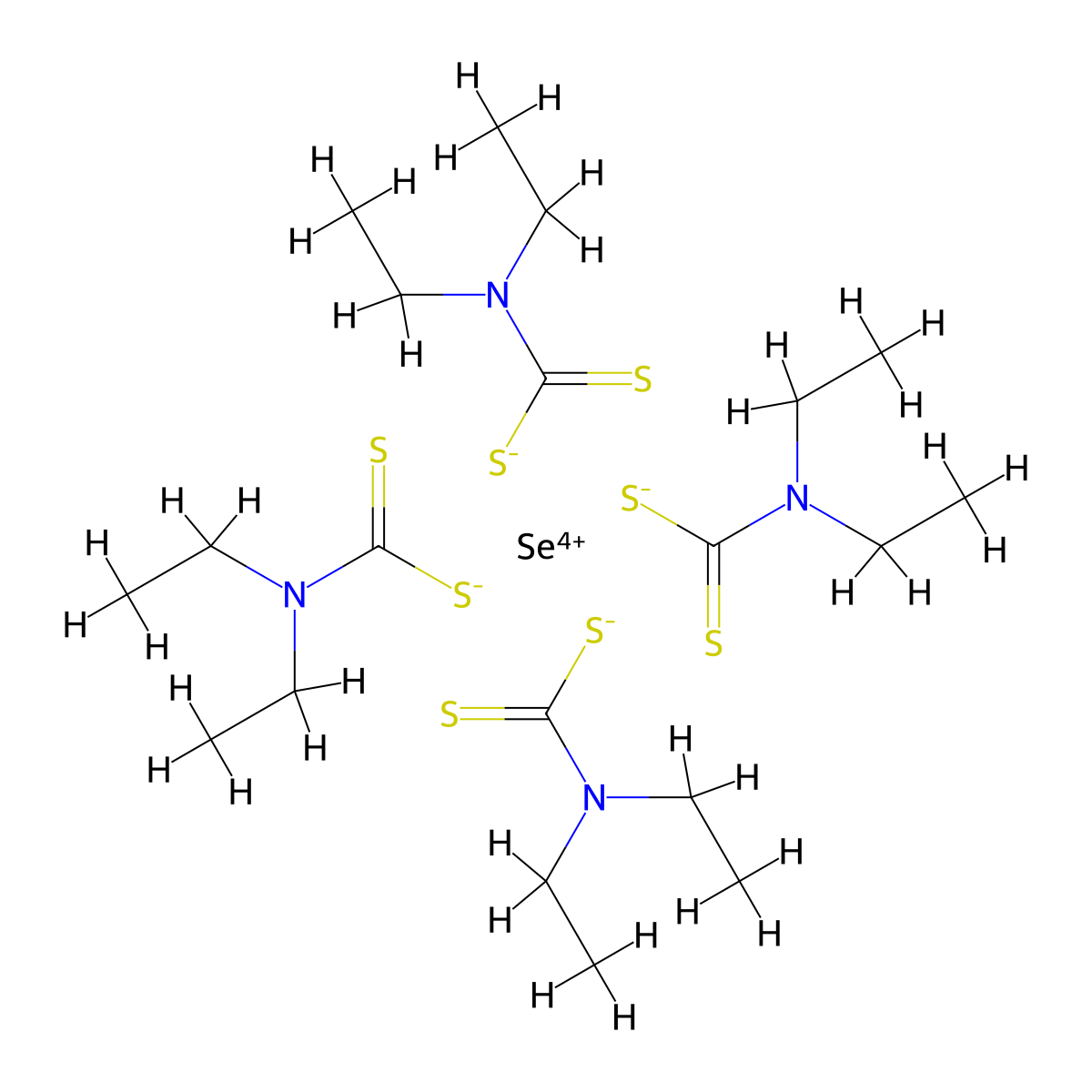 Selenium, bis(N,N-diethylcarbamodithioato-kappaS)bis(N,N-diethylcarbamodithioato-kappaS,kappaS')- molecular structure, CAS 5456-28-0