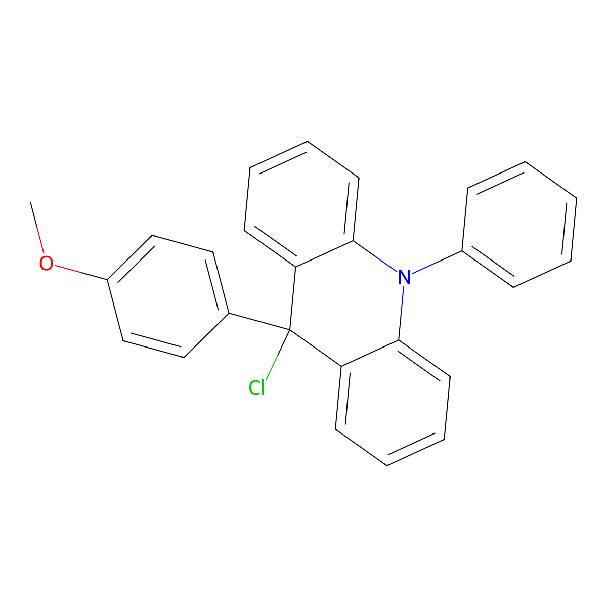 9-Chloro-9-(4-methoxyphenyl)-10-phenyl-9,10-dihydroacridine molecular structure, CAS 5456-58-6